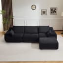 Leawin 3-2-1 Sitzer Sofa mit Schlaffunktion Schwarz Cord Bild 2