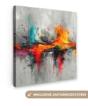 OneMillionCanvasses® Leinwandbild Modern Orange Grau Abstrakt Bild 2
