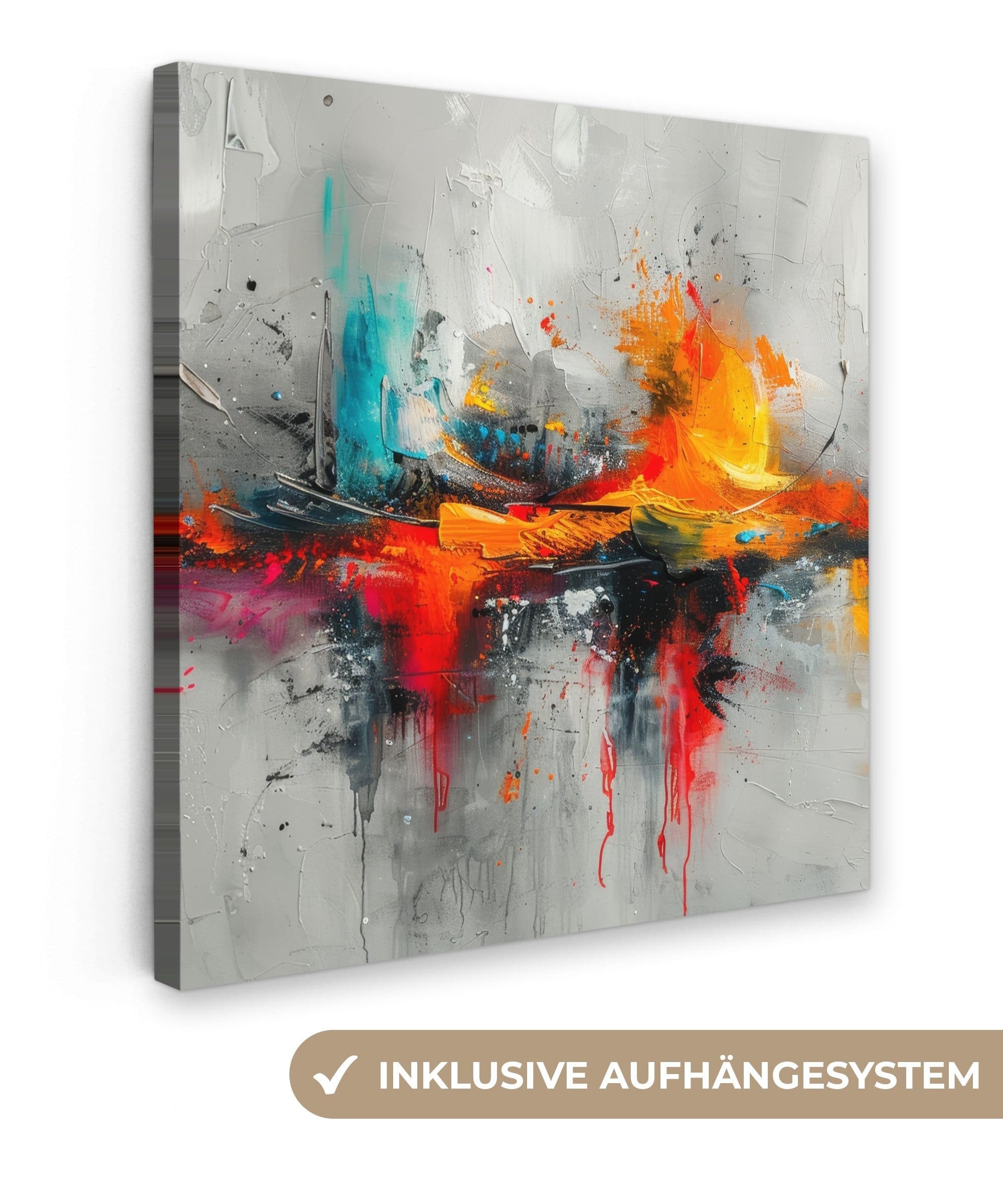 OneMillionCanvasses® Leinwandbild Modern Orange Grau Abstrakt - Bild 2