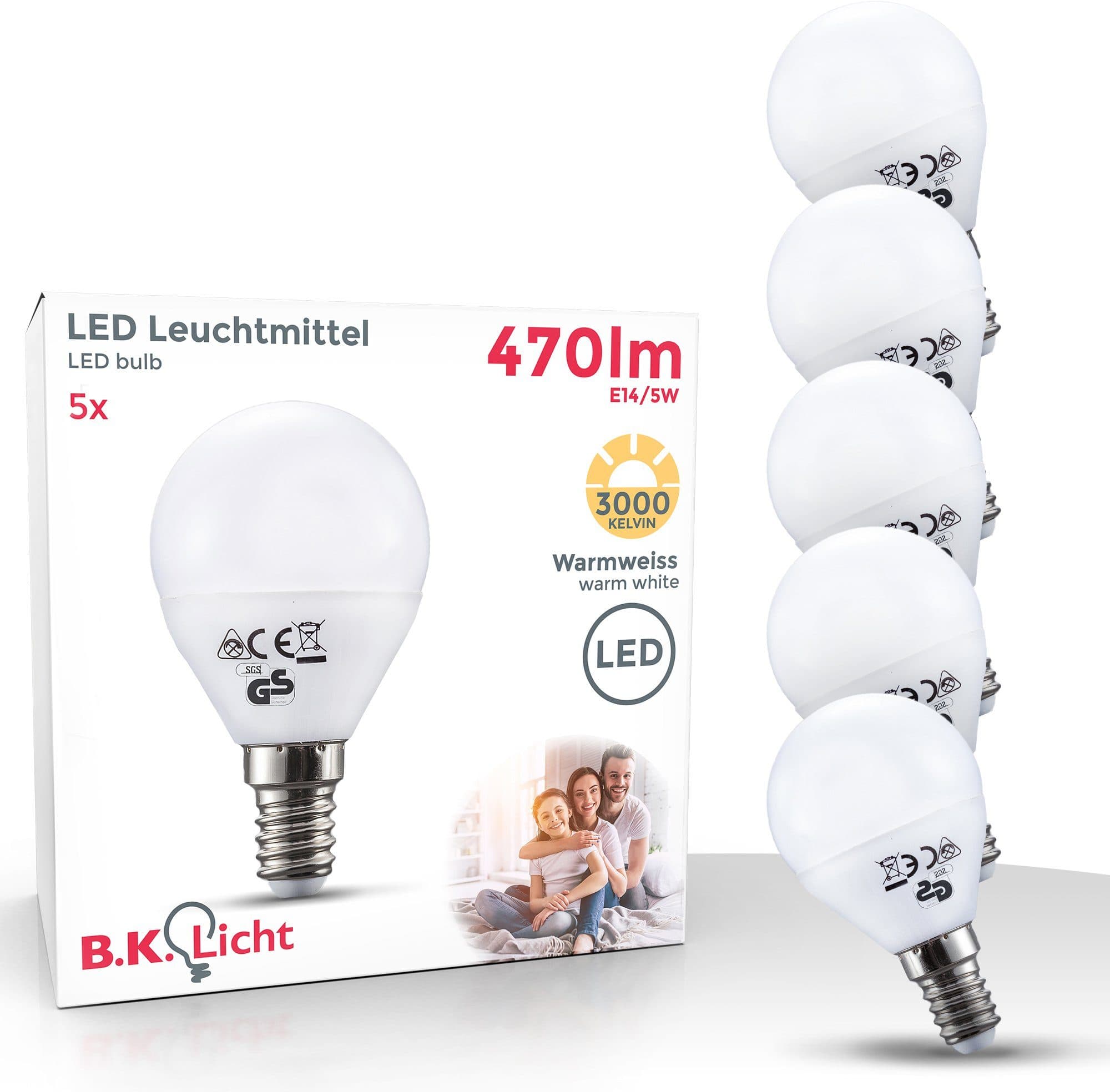 B.K.LICHT LED-Leuchtmittel E14 5W Warmweiß 5er Set - Bild 2