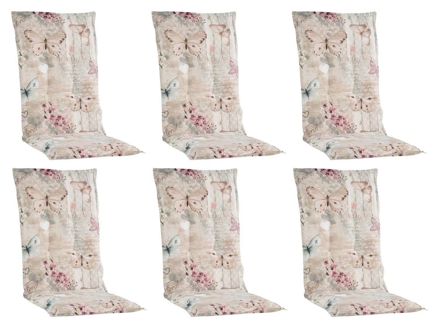GO-DE Hochlehnerauflage Beige 6er-Set Schmetterlingsmuster - Bild 2