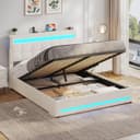 MSMASK Jugendbett 140x200 cm Beige/Grau LED Beleuchtung Ladestation Bild 2