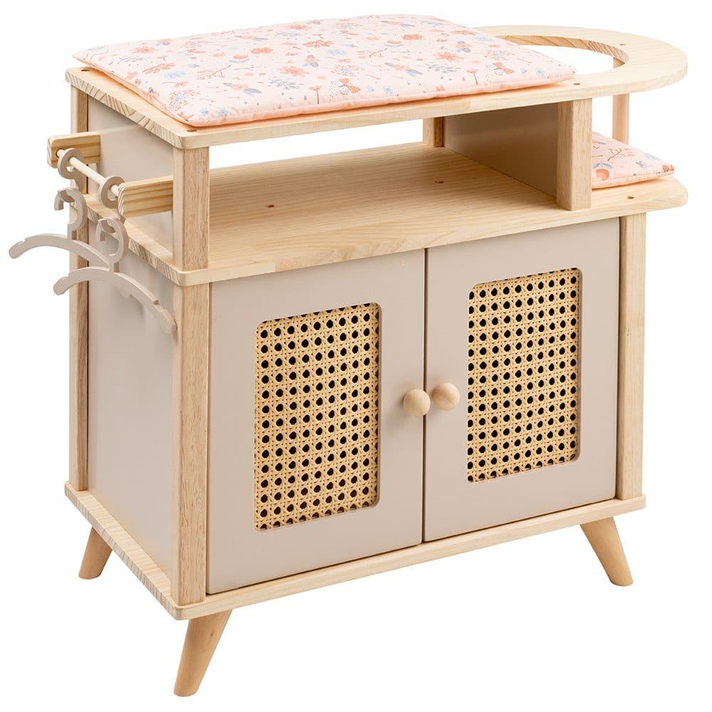 howa Puppenwickeltisch miniflowers Holz mit Puppenschrank und Sitz - Bild 2