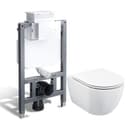 HOROW WC-Komplettset mit Vorwandelement, Hänge-WC, 2-Mengen-Spülung, Weiß Bild 2