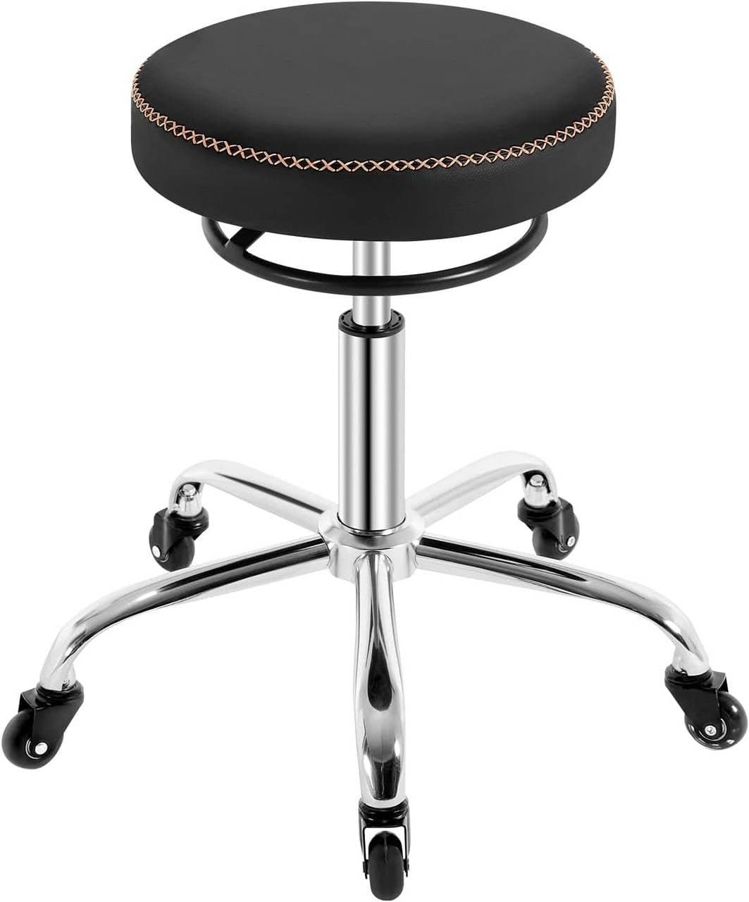 Woltu Drehhocker Schwarz/Weiß 360° drehbar mit Rollen höhenverstellbar - Bild 2