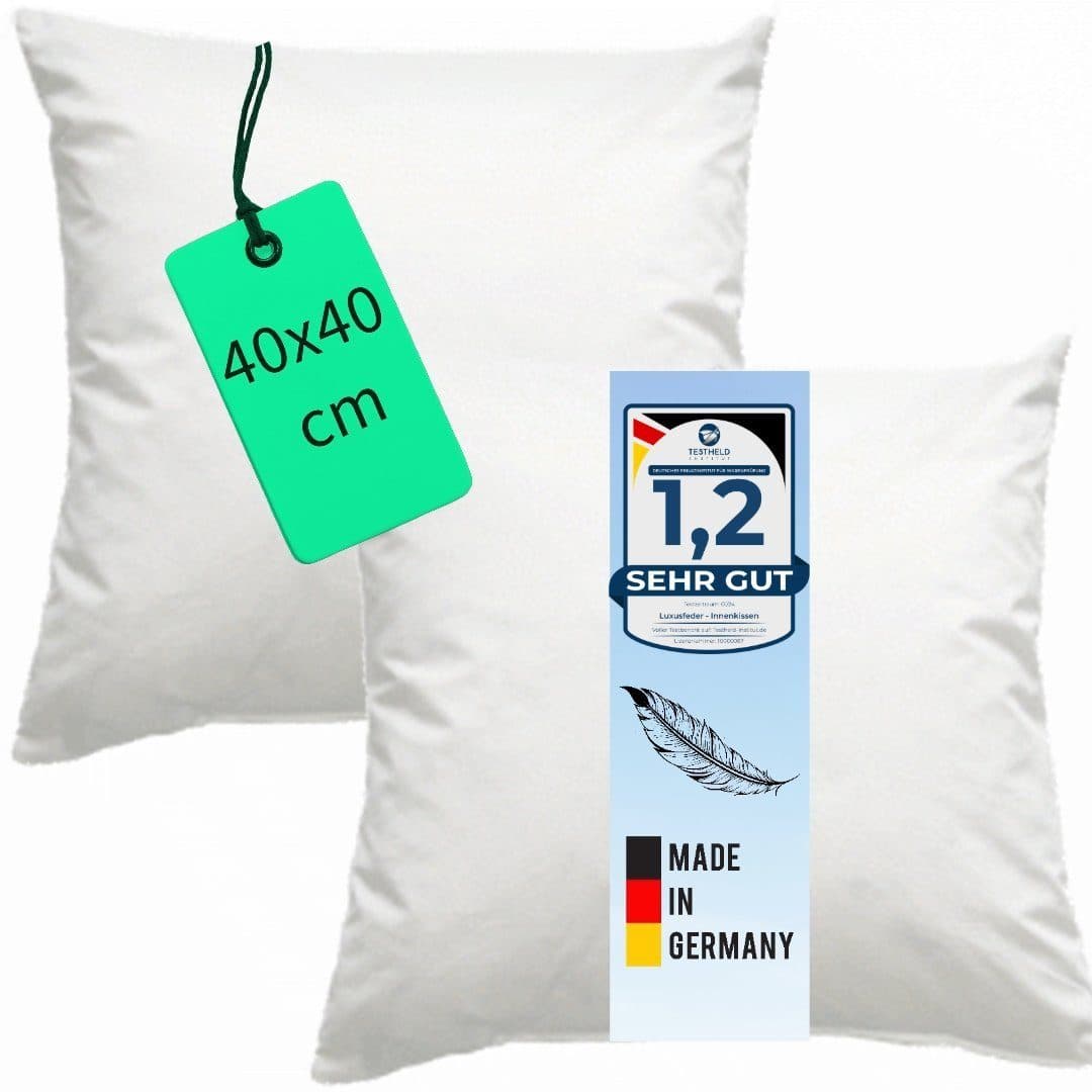 Luxusfeder Kissenfüllung 2er Set Federkissen 40x40 cm 100% Federn Sofakissen Füllkissen - Bild 2
