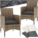 tectake Rattanstuhl 2er Set Rattan Polsterbezüge Beige/Grau Bild 2