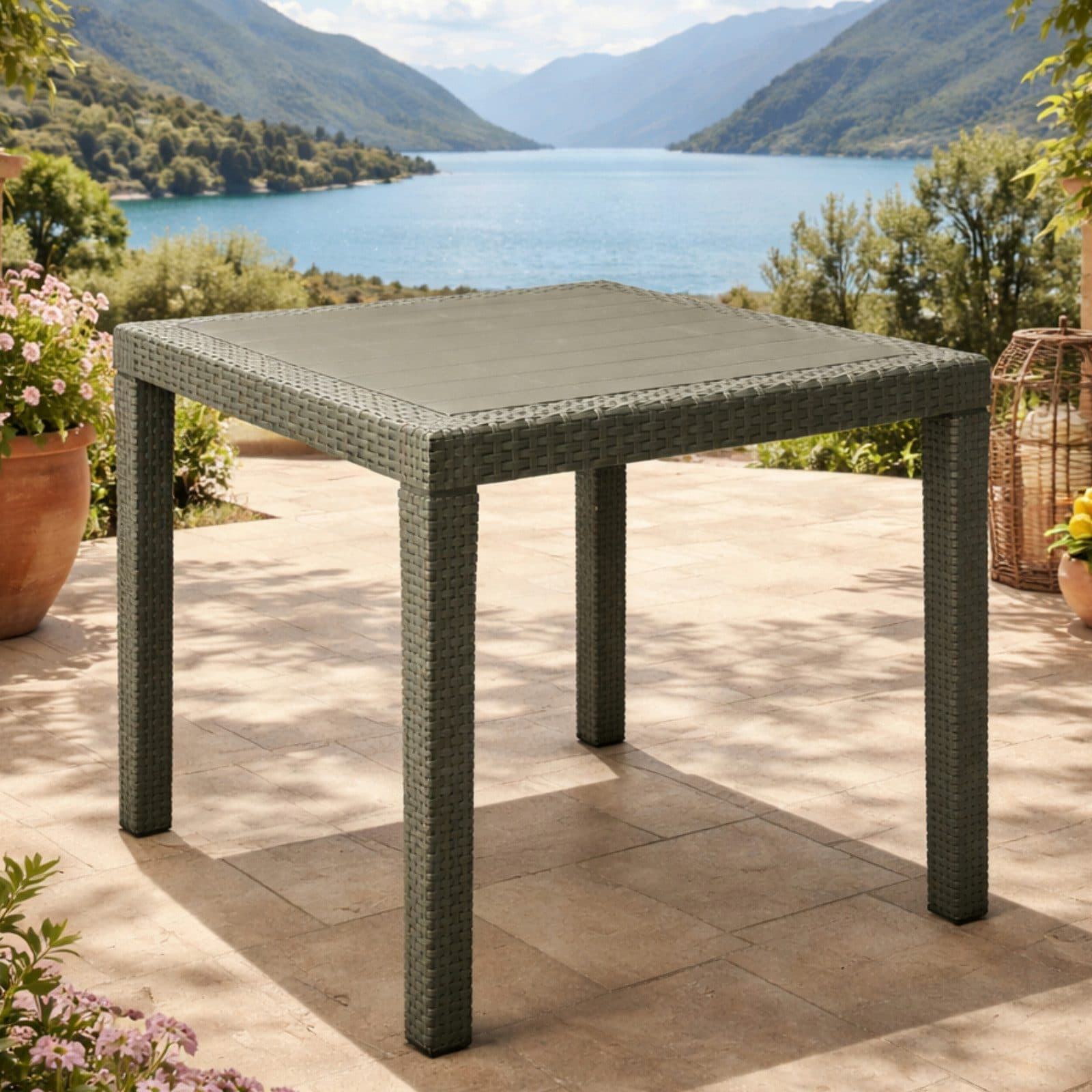 Progarden Gartentisch Rattanoptik Grün UV-beständig Wetterfest - Bild 2