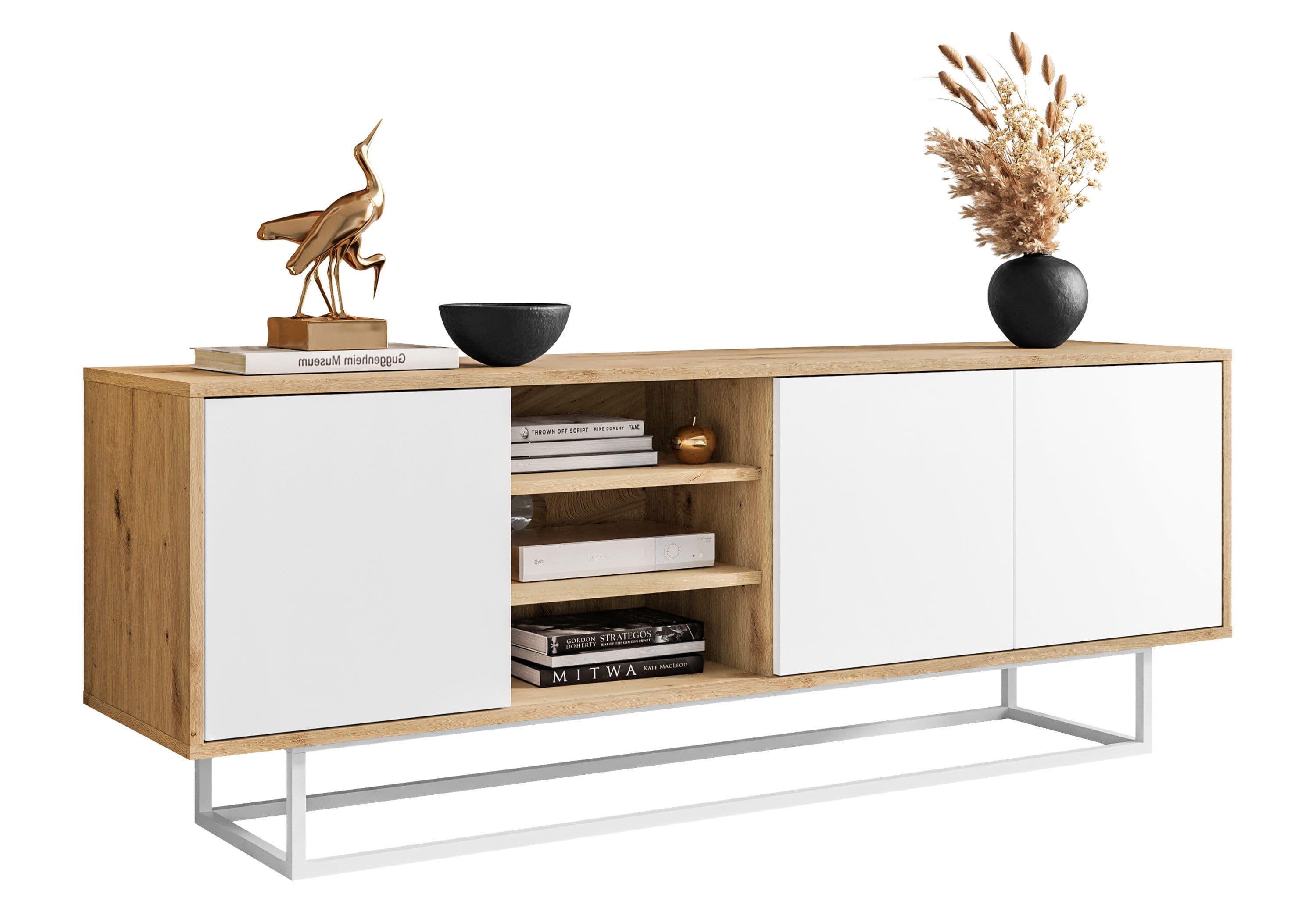 Lookway TV-Schrank SANAYI LOFT Weiß/Schwarz mit Metallgestell - Bild 2