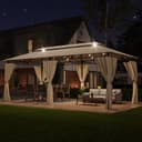 HOMALL Pavillon wetterfestes Gartenpartyzelt mit Solar-LED-Beleuchtung Bild 2