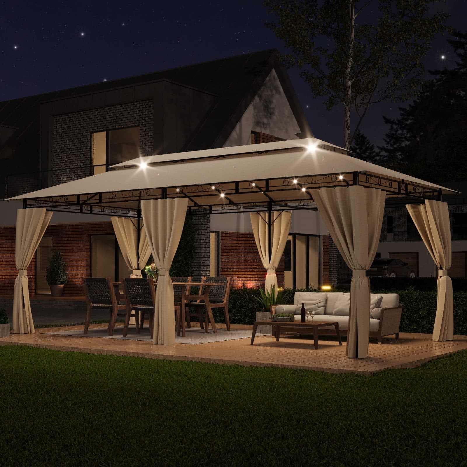 HOMALL Pavillon wetterfestes Gartenpartyzelt mit Solar-LED-Beleuchtung - Bild 2