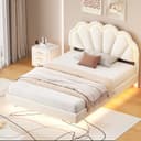 PXloue Polsterbett mit LED-Beleuchtung und Lattenrost Beige Bild 2