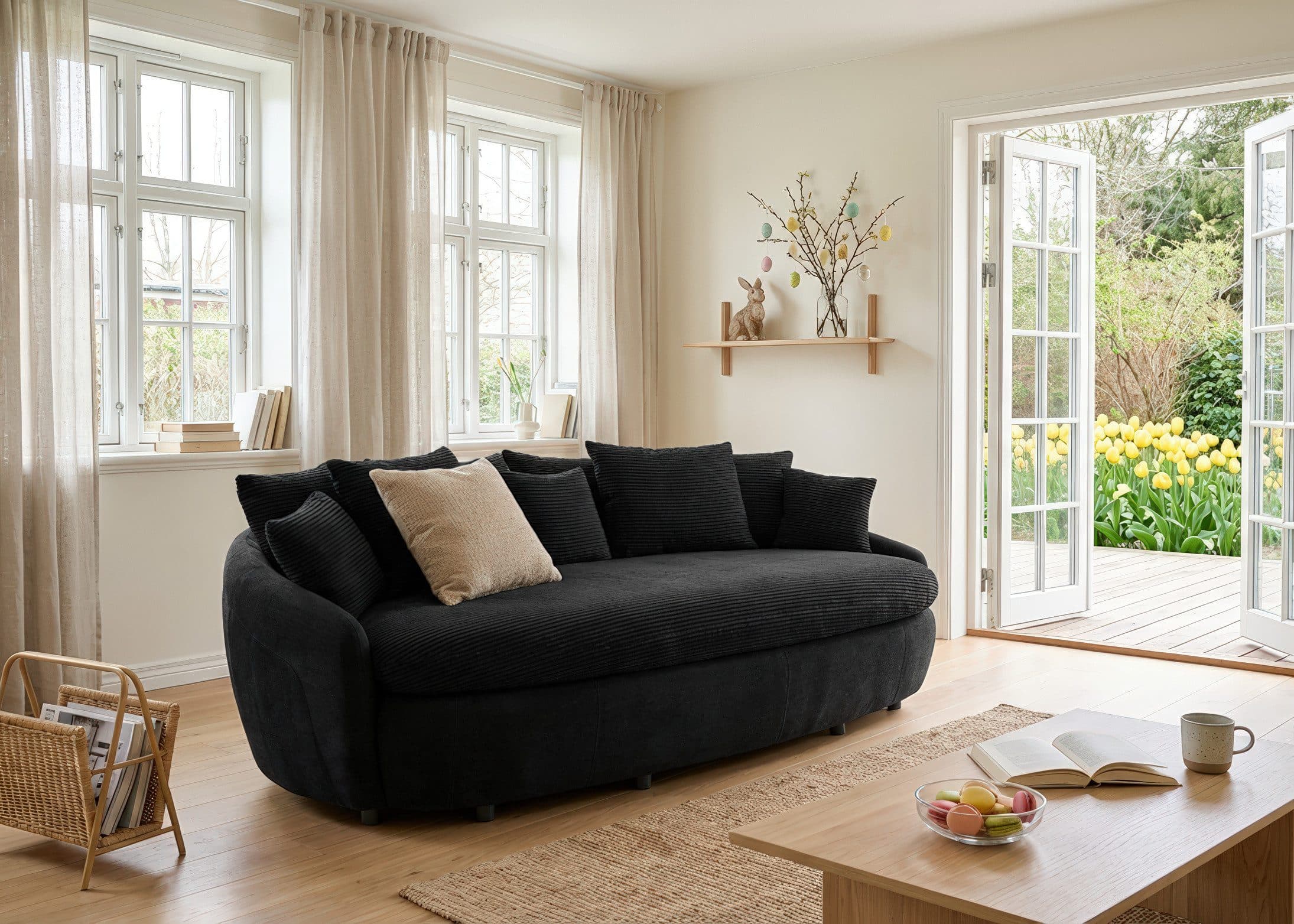 COTTA Big-Sofa Aruba XXL Luxus-Microfaser Grau/Schwarz