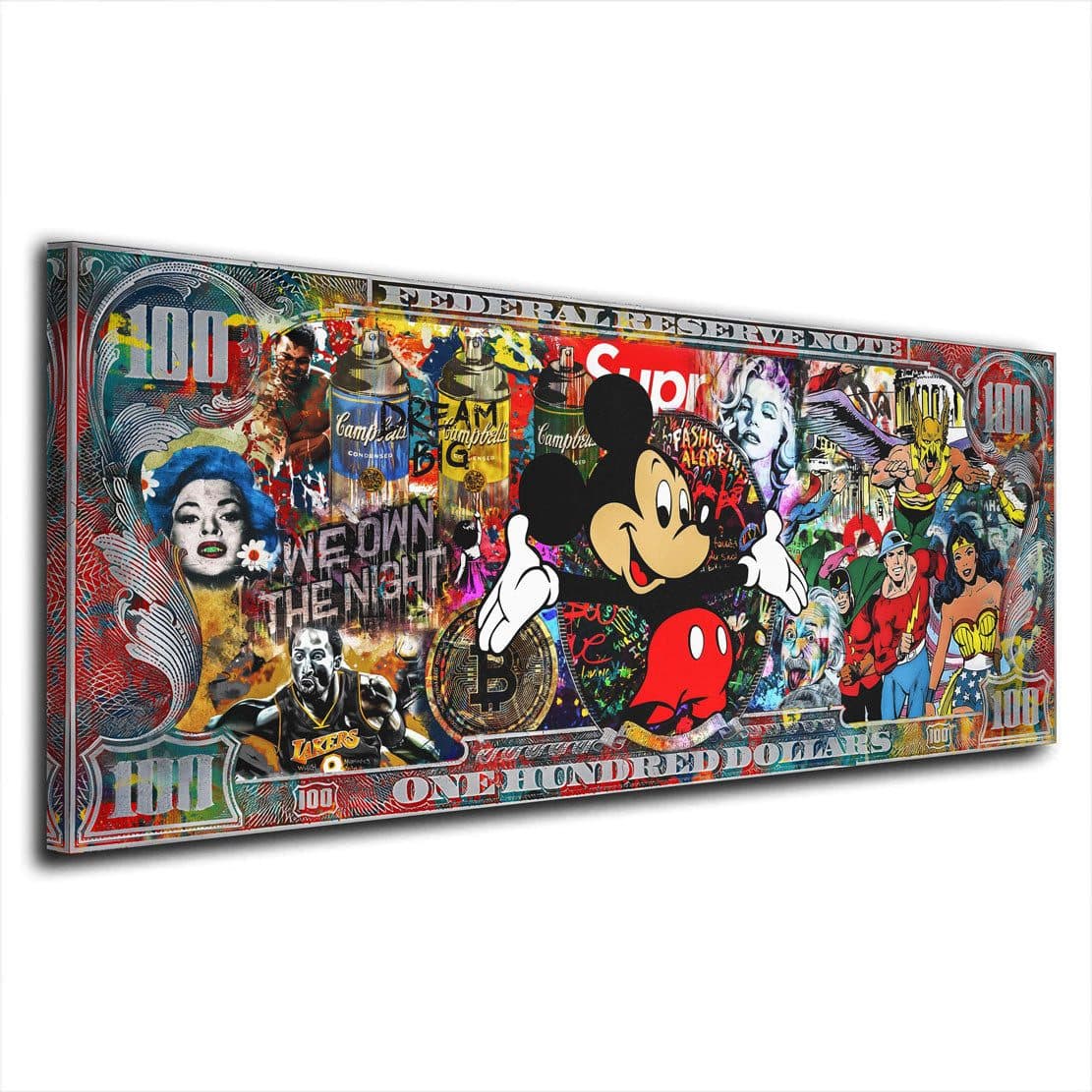Artedinoi Leinwandbild Dollar Pop Art Maus XL Leinwandbild Wandbild Deko - Bild 2