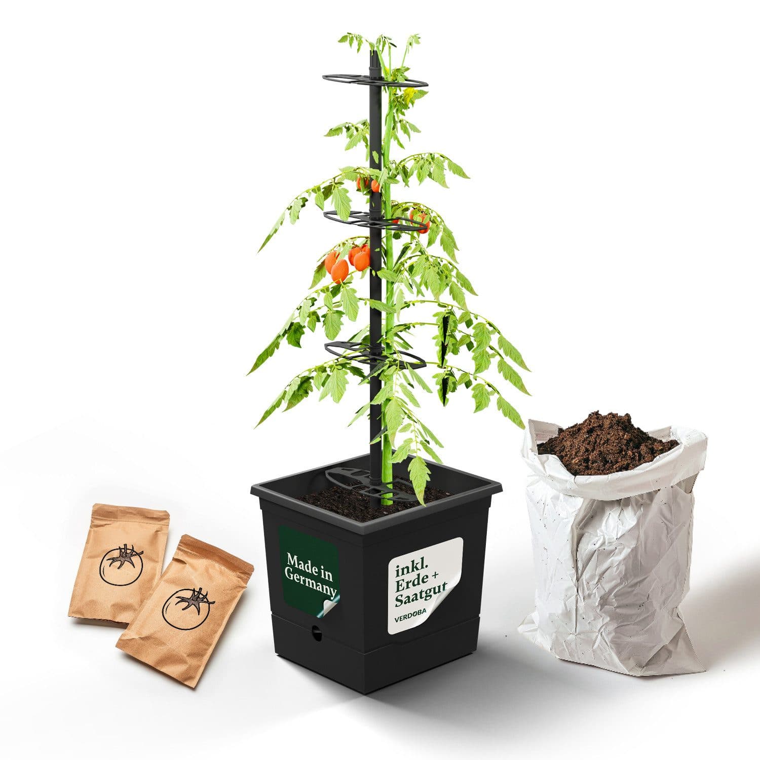 VERDOBA Tomatentopf Schwarz mit Wasserspeicher & Bewässerungsdocht - Bild 2