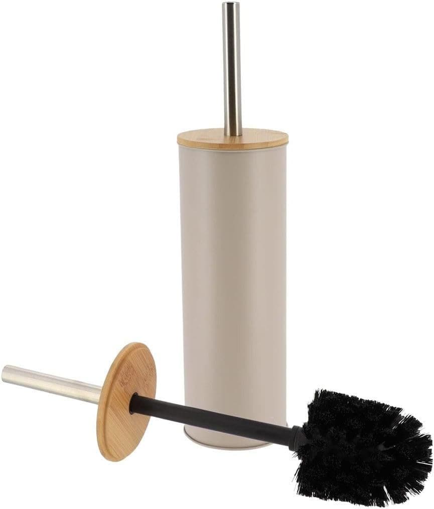 TENDANCE WC-Garnitur Toilettenbürste Metall/Bambus Taupe Modern
