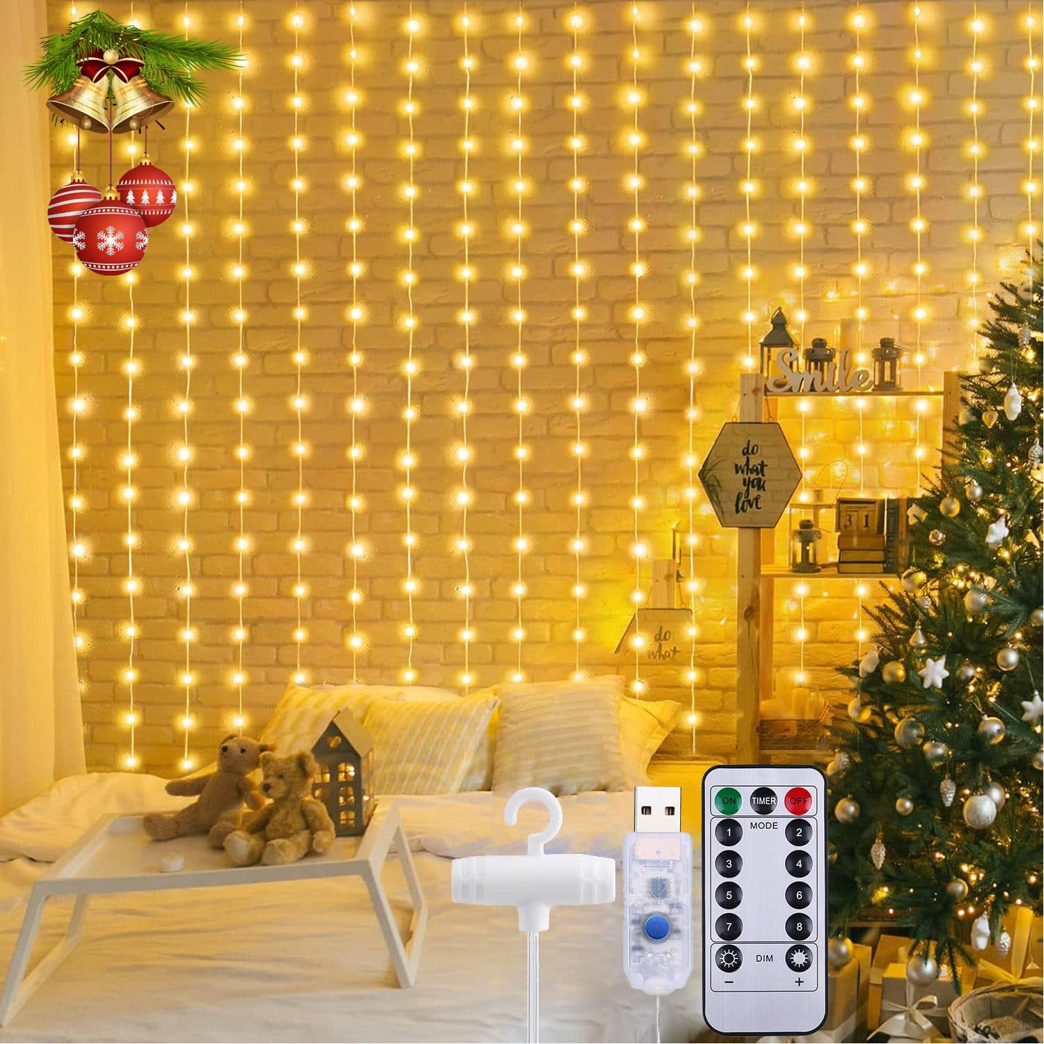 Qualra LED-Lichtervorhang 100/200/300LEDs 8 Modi USB mit Fernbedienung - Bild 2