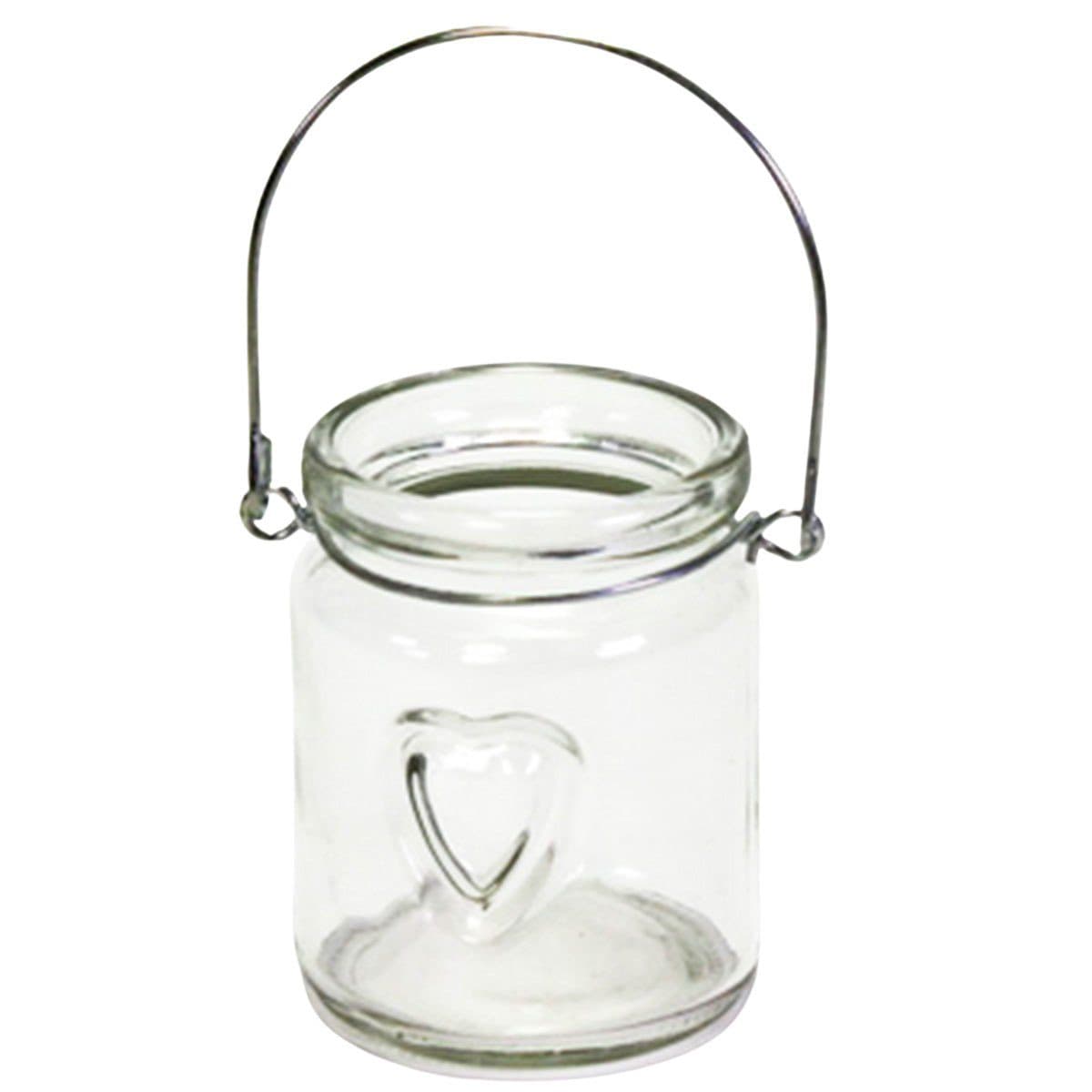 Annastore 12x Windlichter Glas mit Herz und Henkel klar - Bild 2