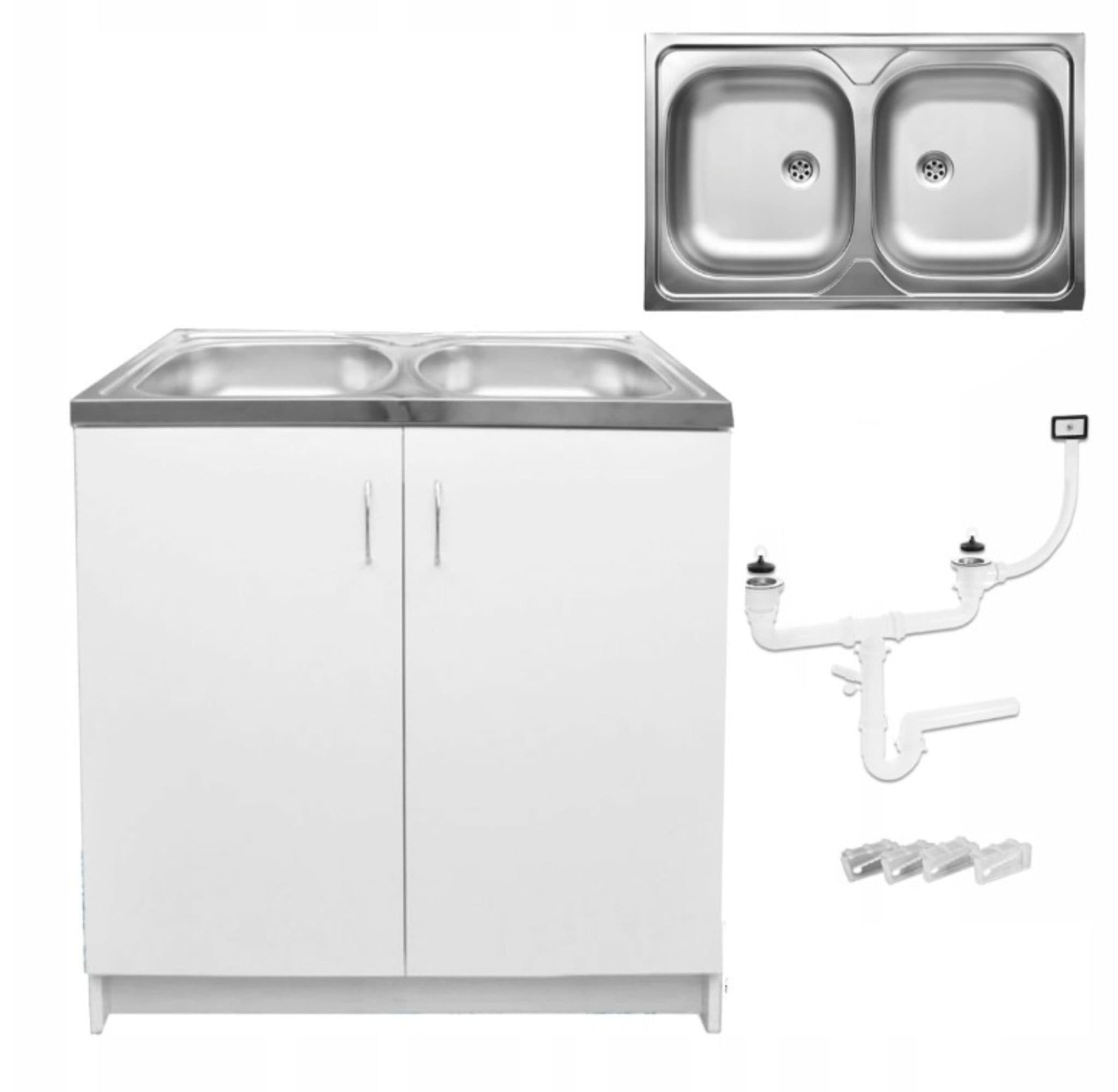 STAMAR Spülenschrank 80cm Weiß 2-Becken Spüle - Bild 2