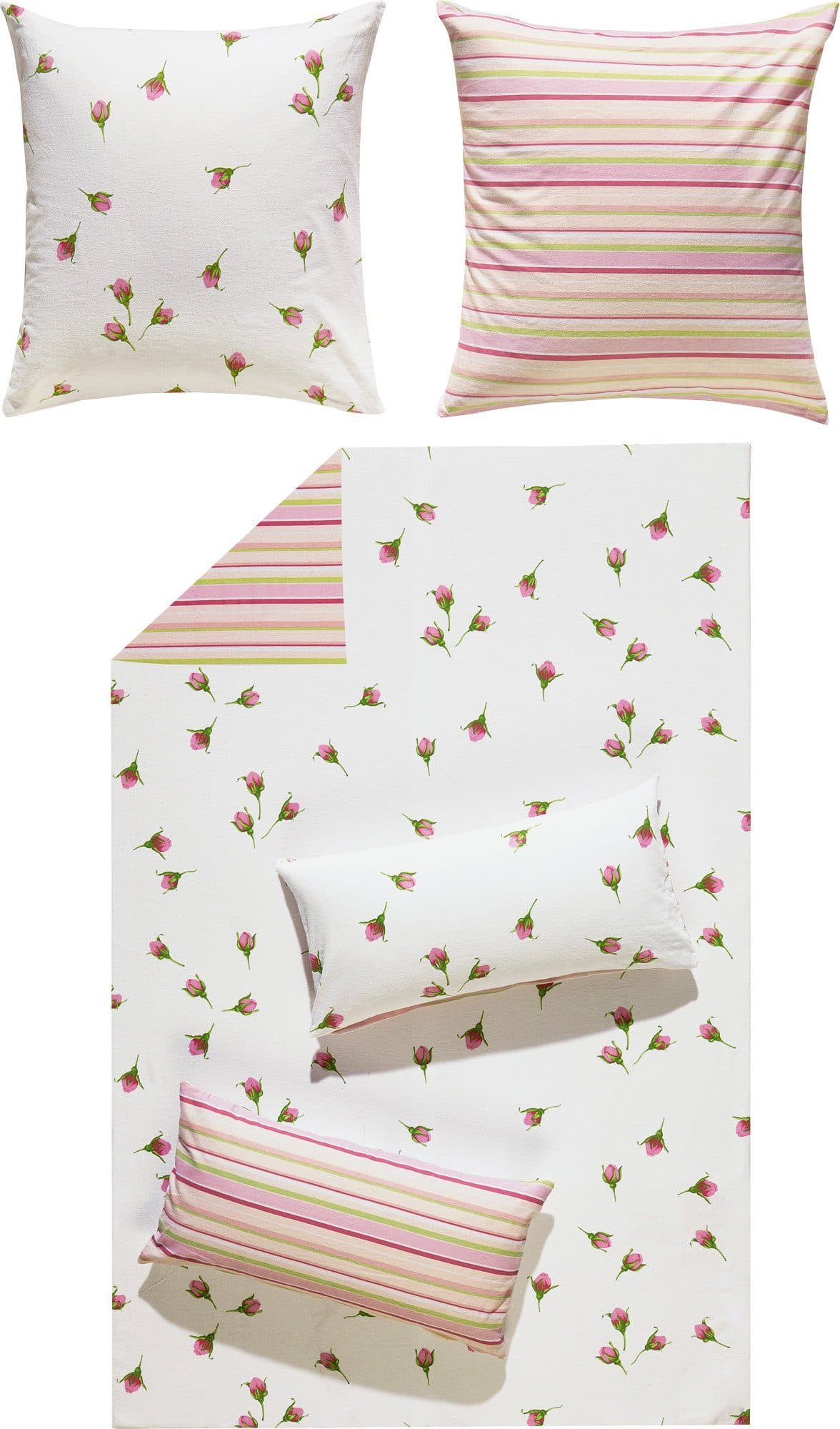 REDBEST Wendebettwäsche Flanell Baumwolle Rosa Blumen - Bild 2