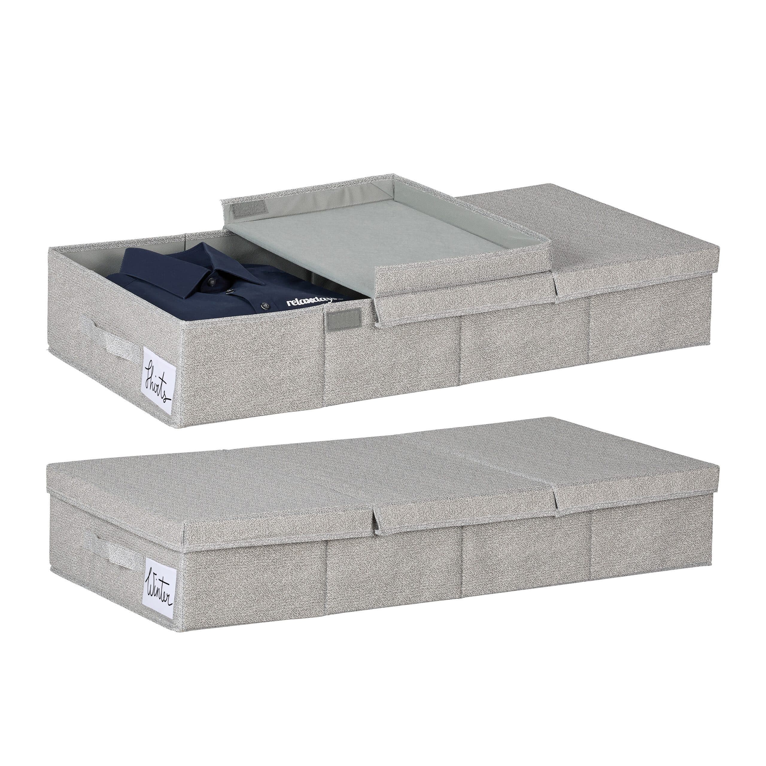 relaxdays Unterbettkommode mit Deckel 2er Set Grau Faltbar - Bild 2