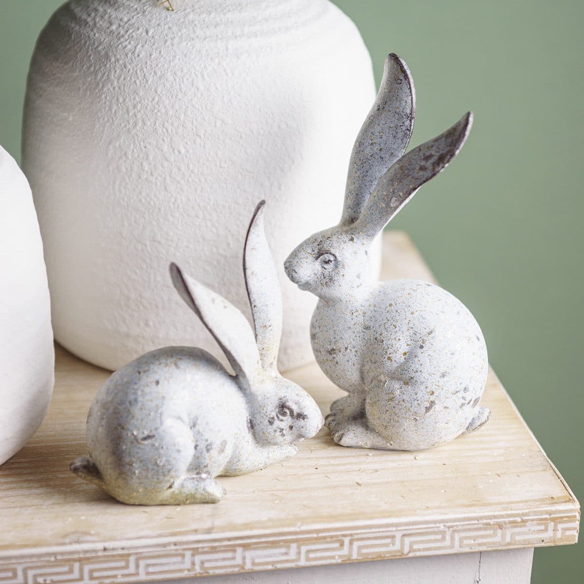 Viana Osterhase Deko-Hasen 2er-Set Shabby Chic Grau - Bild 2