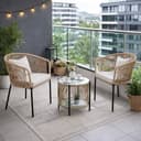 ESTEXO Bistro Set 2-tlg. Beige Rope-Geflecht Sicherheitsglas Bild 2