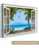 OneMillionCanvasses® Leinwandbild Tropische Aussicht Blau/Weiss Wanddekoration Bild 2