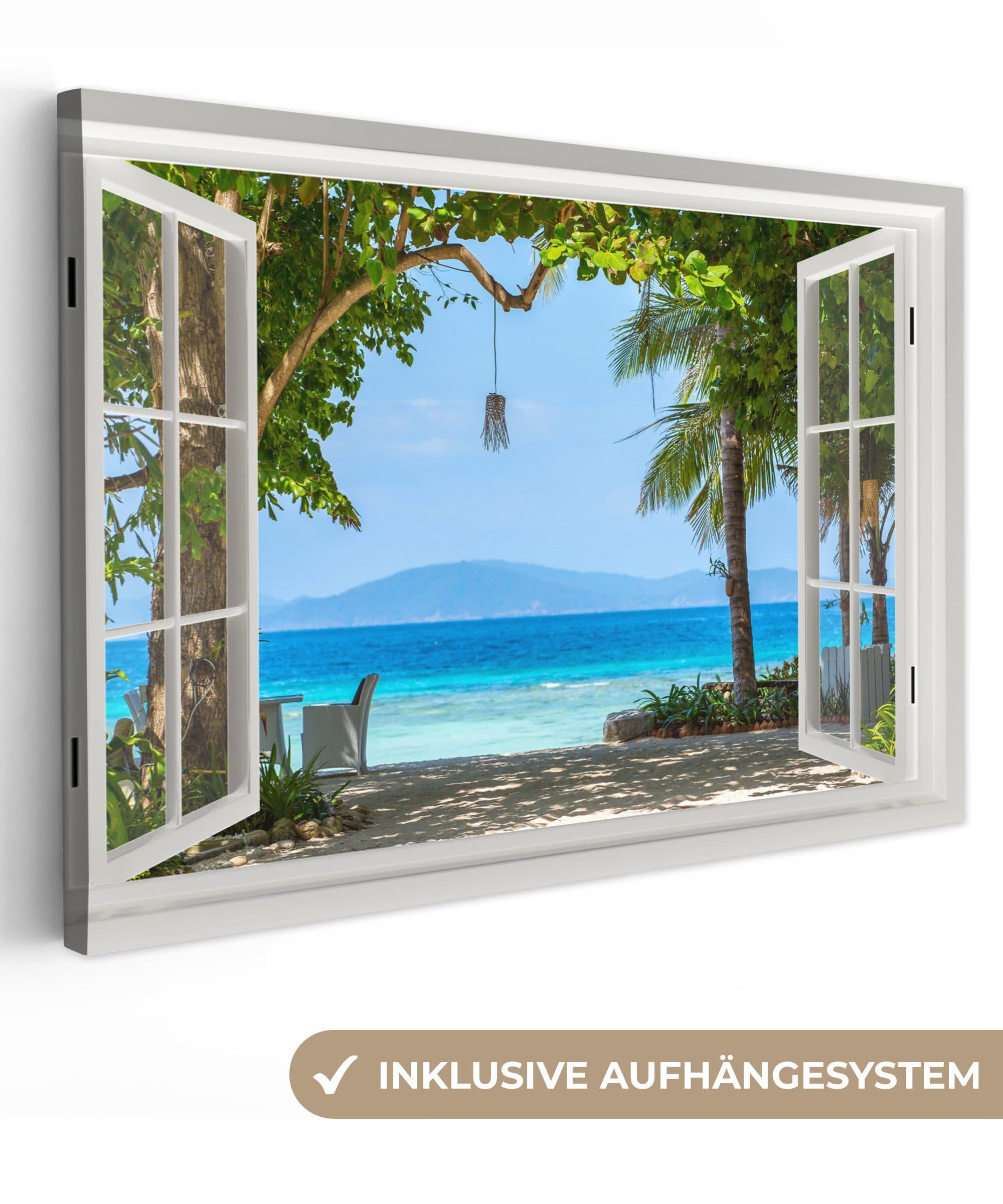 OneMillionCanvasses® Leinwandbild Tropische Aussicht Blau/Weiss Wanddekoration - Bild 2