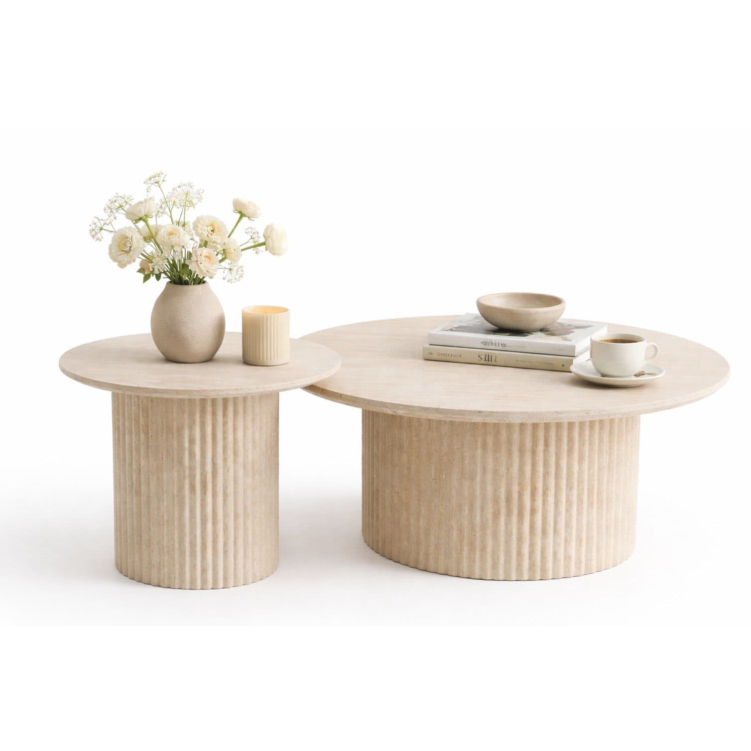 HOOZ Couchtisch 2er Set rund MDF Sand - Bild 2