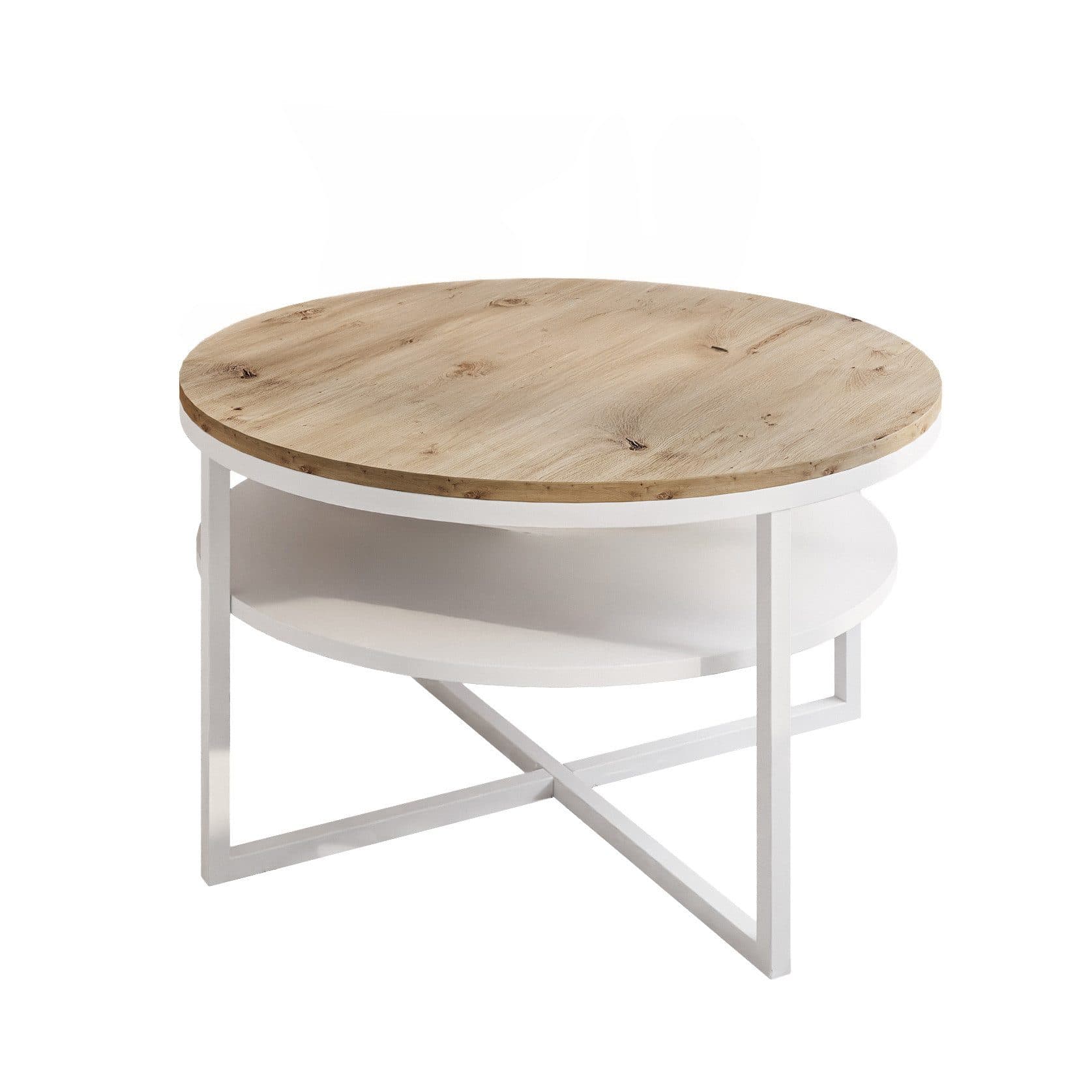 Lookway Couchtisch CIRI-X LOFT mit Ablage Weiss/Braun - Bild 2