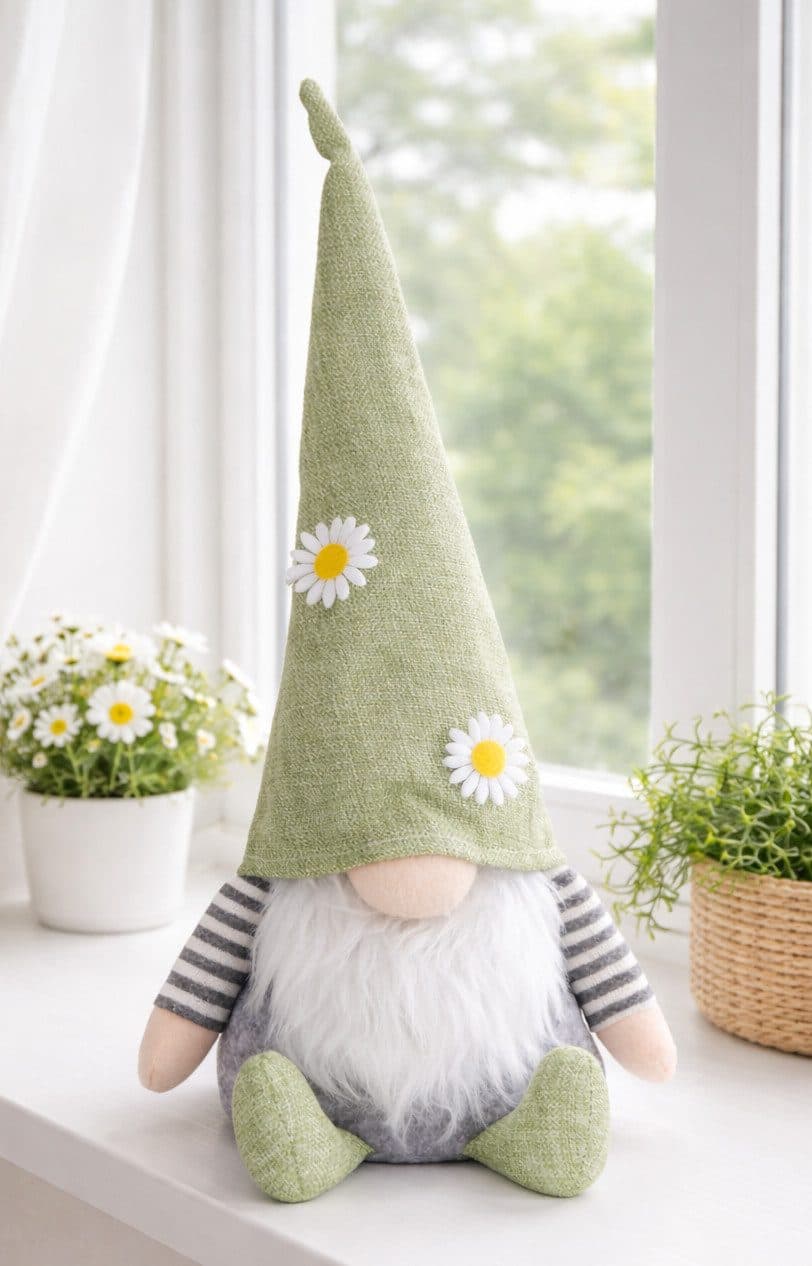 LB H&F Lilienburg Dekofigur Schlafwichtel Grün Stoff Frühlingsdeko - Bild 2