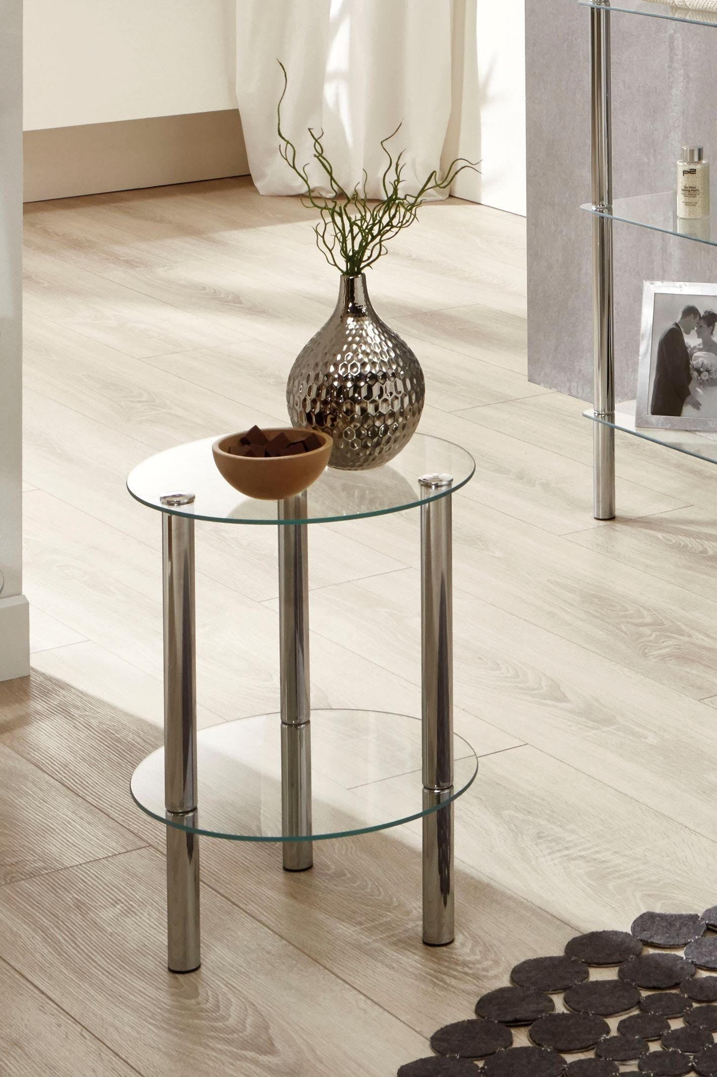 Carryhome Beistelltisch Chrom Metall Glas Modern - Bild 2