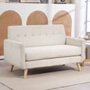 HOMCOM 2-Sitzer Polstersofa Modern Beige Samtoptik Bild 2