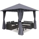 Sekey Gartenpavillon 300x300 cm Grau Wasserdicht mit Seitenteilen Bild 2