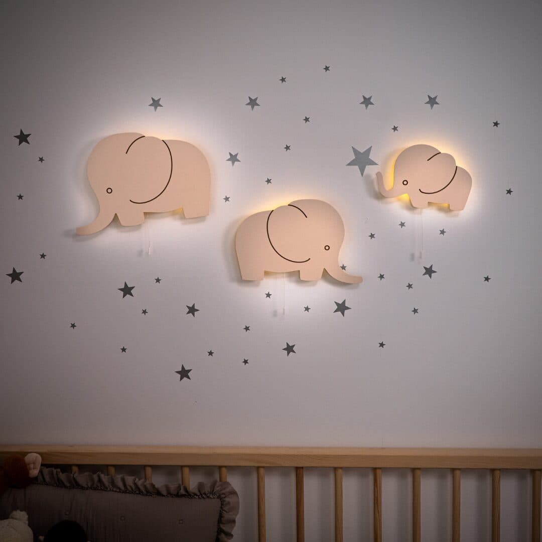COZYCOLLECTIONS LED Wandleuchte Elefant Massivholz Handbemalt Warmweiß - Bild 2