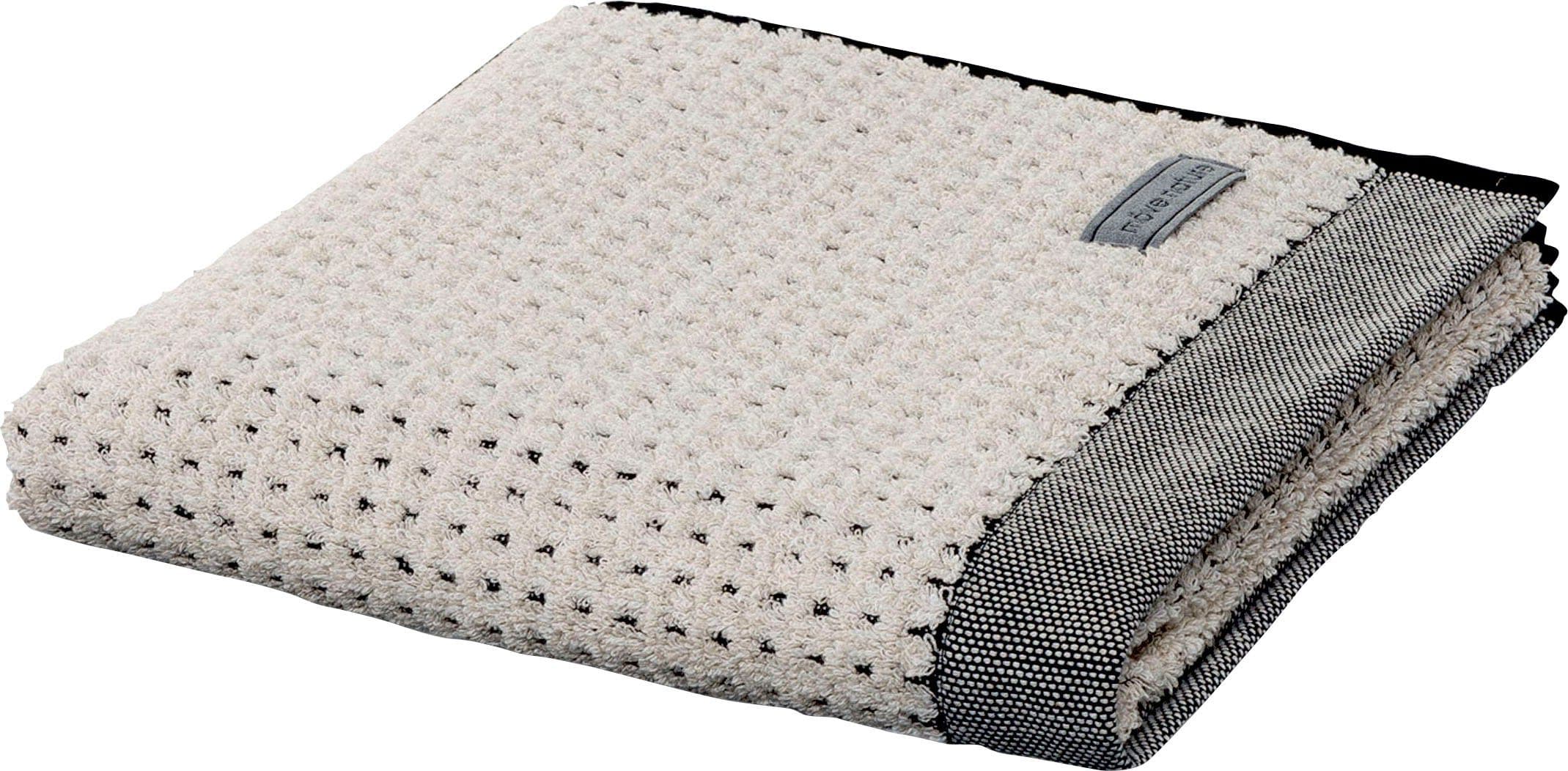 Möve Saunatuch Eden Piquee Walkfrottier Beige mit Lederetikett - Bild 2