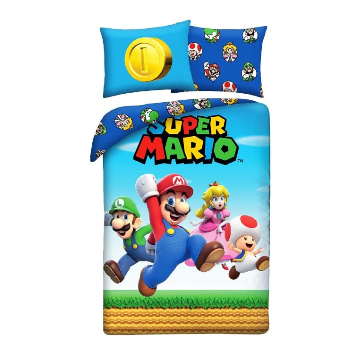 Super Mario Bettwäsche Set 140x200 cm mit Kissenbezug 70x90 cm