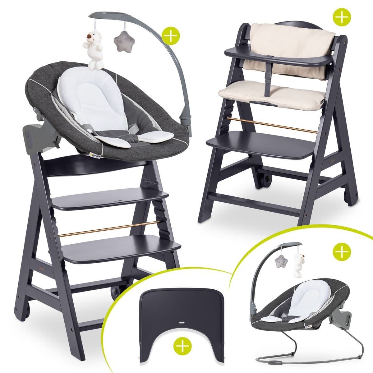 Hauck Hochstuhl Beta Plus Dark Grey - Deluxe Set mit Neugeborenen-Aufsatz - Bild 2
