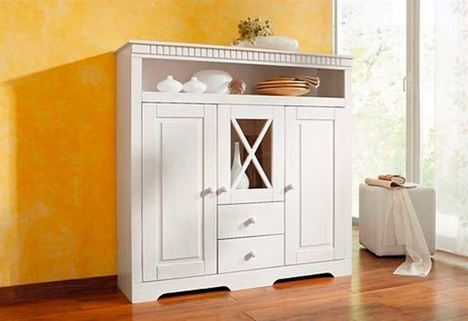 OTTO HOME Highboard Lisa Weiß Massivholz Kiefer - Bild 2