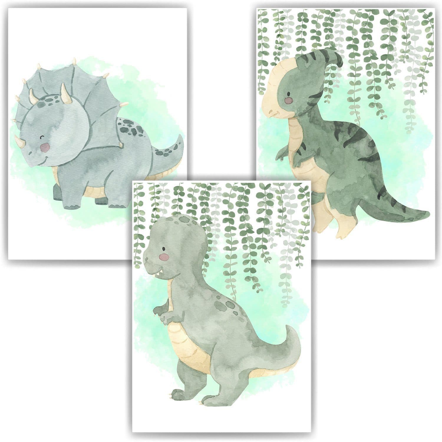 Tigerlino Dinosaurier Poster 3er Set Bunte Dino Wandbilder für Kinderzimmer - Bild 2