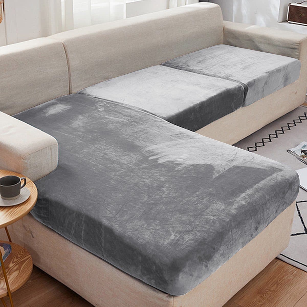 Sunicol Stretch Samt Sofahusse Grau - 1-4 Sitze Kissenbezug - Bild 2