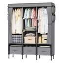 loefme Stoffschrank Kleiderschrank Grau 130 x 45 x 170 cm Bild 2