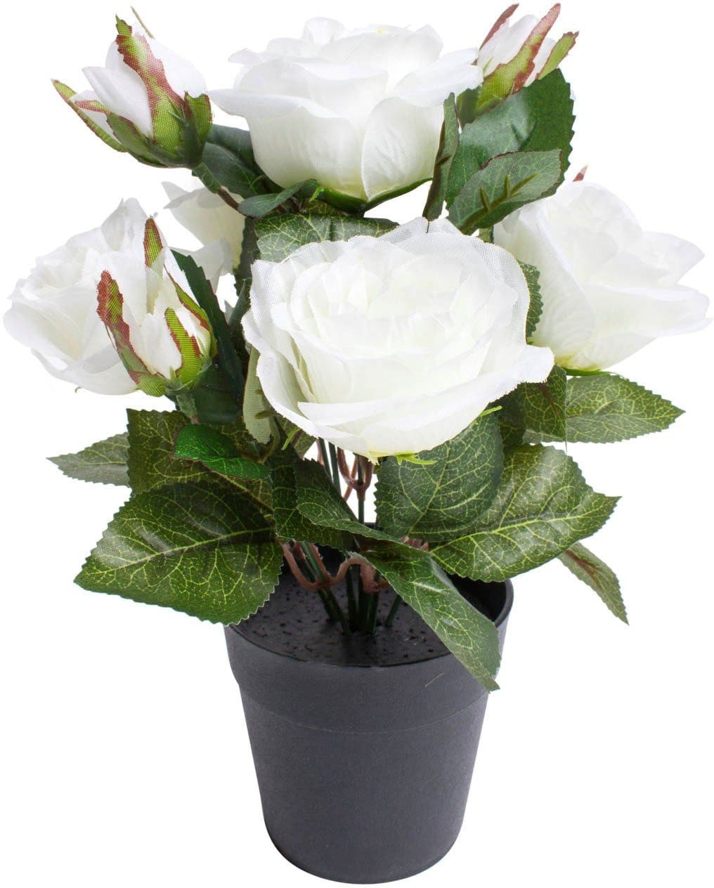Weiß-Schwarzer Rosenbusch Kunstblume aus Kunststoff - Bild 2