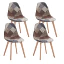 GrandCA HOME Esszimmerstuhl 4er Set Patchwork Erdtöne Holzbeine Bild 2
