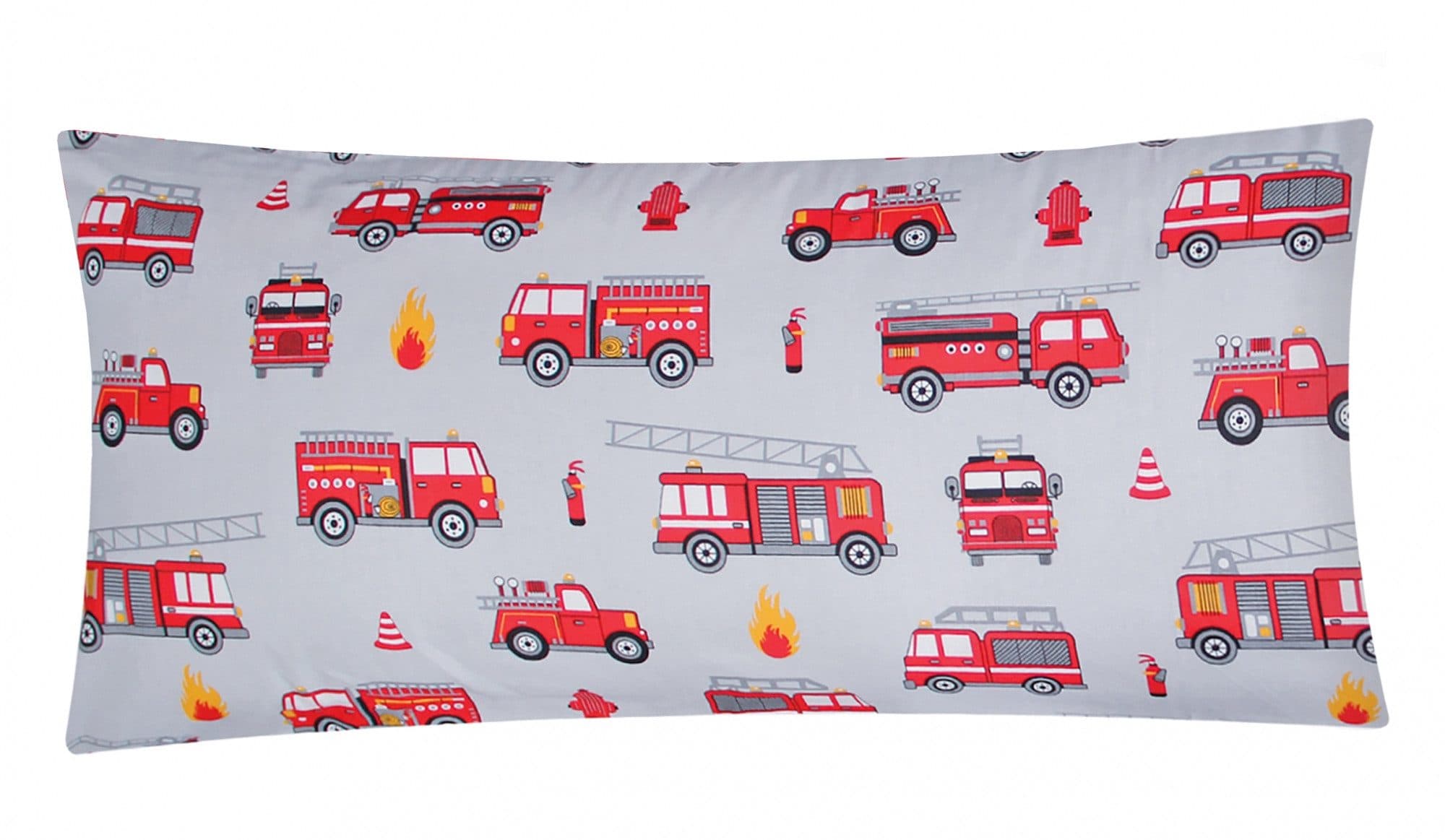 Heubergshop Kissenbezug 40x80cm Feuerwehr Grau Rot Baumwolle