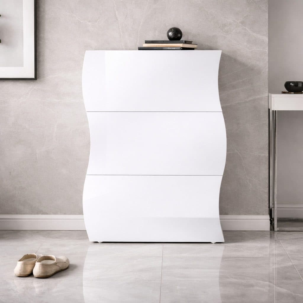 OTTO home Schuhschrank Luxor 3 Weiß Hochglanz 3-Klappen - Bild 2