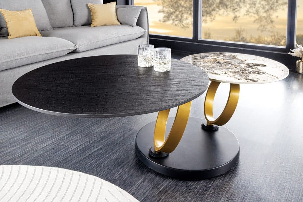 riess-ambiente Couchtisch DANCING RINGS Keramik mit Drehfunktion Schwarz/Gold - Bild 2
