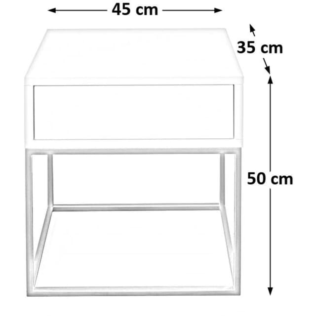Modernes Nachttisch Set mit Schublade & Metallgestell