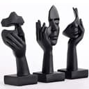 Refined Living 3-tlg. Abstrakte Kunstfiguren Skulptur Tiefschwarz Kunstharz Bild 2